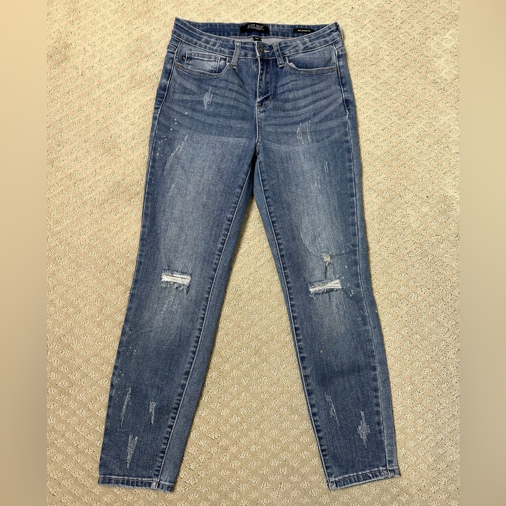 Sz 29 Judy Blue relaxed fit jeans stretch light distressing medium light wash